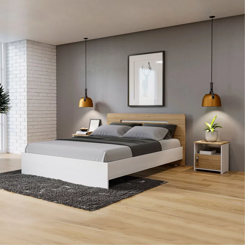 Cama Doble Bali Wengue, Gris