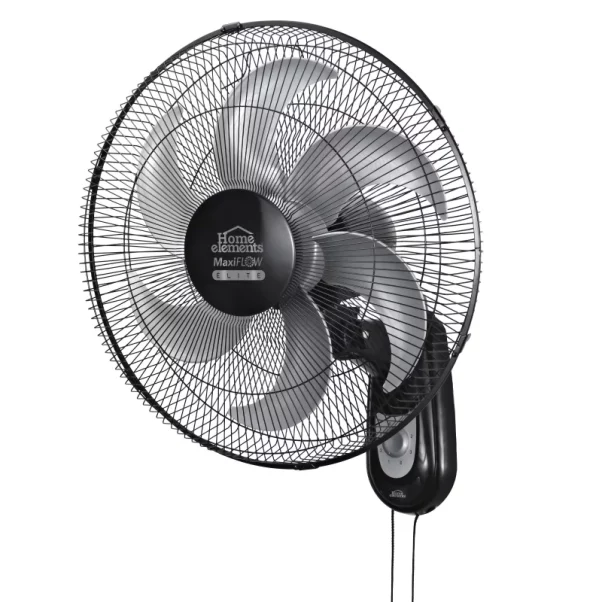 Un ventilador de pared VENT PARED NEGRO 18P CX1 MAXIFLOW ELITE HEELW18N negro sobre fondo blanco. Un ventilador de pared VENT PARED NEGRO 18P CX1 MAXIFLOW ELITE HEELW18N negro sobre fondo blanco.