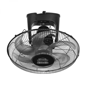 A Ventilador Orbita 18"Negro - MaxiFlow - Elite-Rejilla Metálica ventilador de techo sobre fondo blanco.