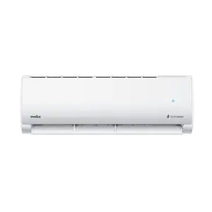 Un Aire Acondicionado Inverter 220V 12000 BTU Blanco Mabe - MMI12CDBWCCC8 blanco sobre fondo blanco con tecnología Inverter.