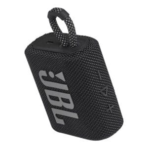 El JBL Go 3 - Altavoz - para uso portátil, un altavoz portátil de color negro con cable.