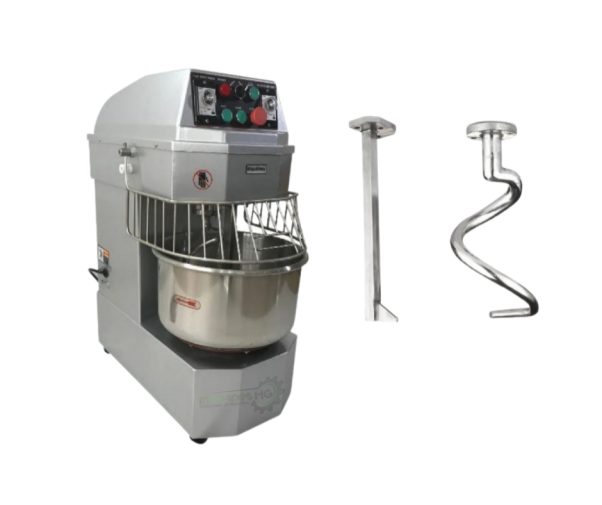 La amasadora monofásica Amasadora Industrial incluye un recipiente de acero inoxidable y varios accesorios como un batidor plano y un gancho para masa, todo ello sobre un fondo blanco, lo que garantiza un rendimiento confiable en cualquier entorno de cocina. La amasadora monofásica Amasadora Industrial incluye un recipiente de acero inoxidable y varios accesorios como un batidor plano y un gancho para masa, todo ello sobre un fondo blanco, lo que garantiza un rendimiento confiable en cualquier entorno de cocina.