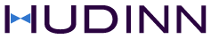 La imagen muestra la palabra "HUDINN" en letras moradas oscuras y en negrita, con un símbolo azul en forma de pajarita que sustituye al travesaño de la letra "H", lo que refleja un enfoque moderno de la marca en Equipos Industriales.